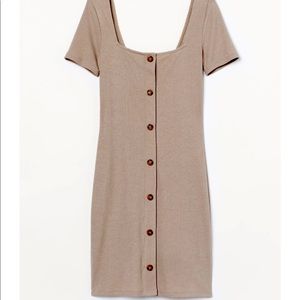 H&M ribbed midi dress with sweetheart neckline